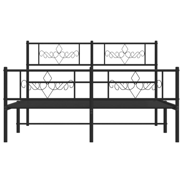 Cadru pat metalic cu tăblie de cap/picioare, negru, 120x190 cm - WALTI WALTI