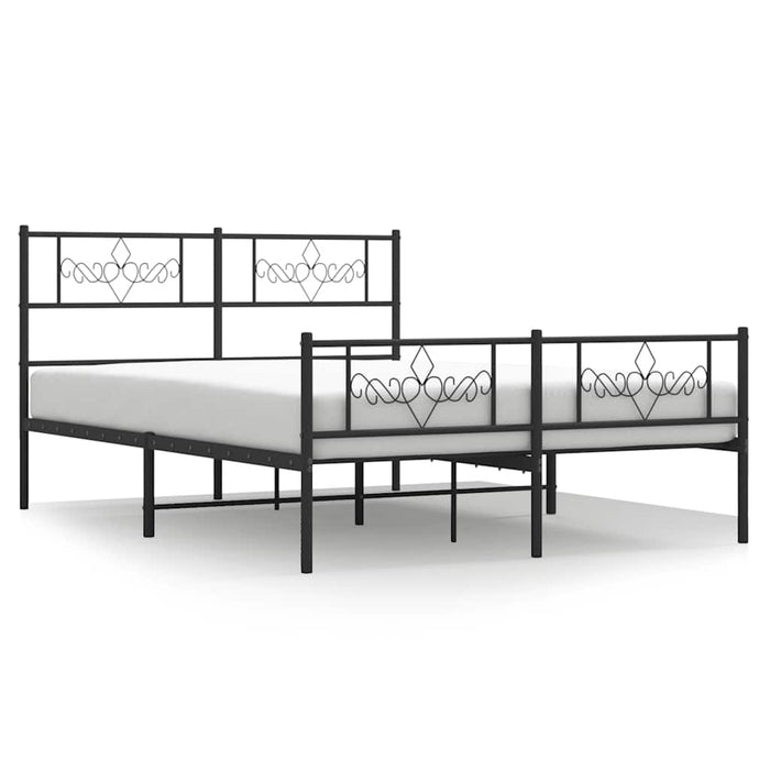 Cadru pat metalic cu tăblie de cap/picioare, negru, 135x190 cm - WALTI WALTI