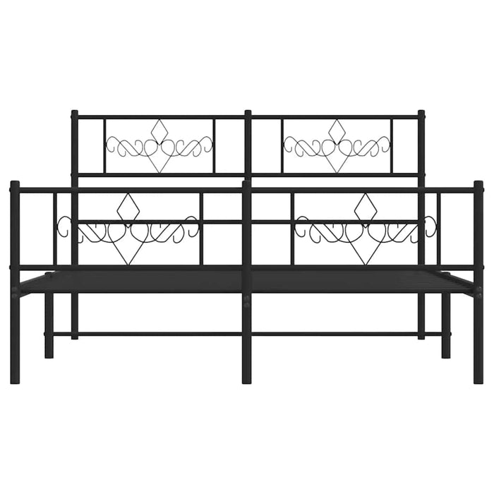Cadru pat metalic cu tăblie de cap/picioare, negru, 135x190 cm - WALTI WALTI