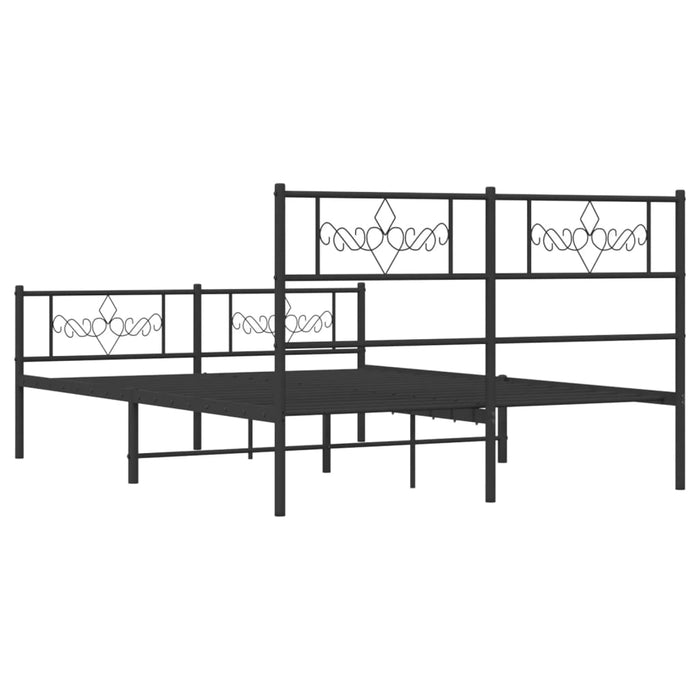 Cadru pat metalic cu tăblie de cap/picioare, negru, 140x200 cm WALTI