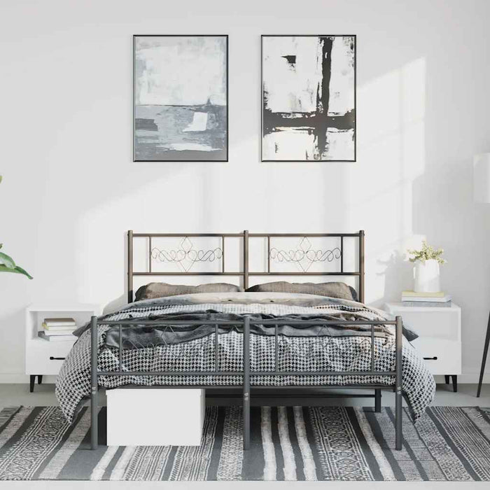 Cadru pat metalic cu tăblie de cap/picioare, negru, 150x200 cm - WALTI WALTI