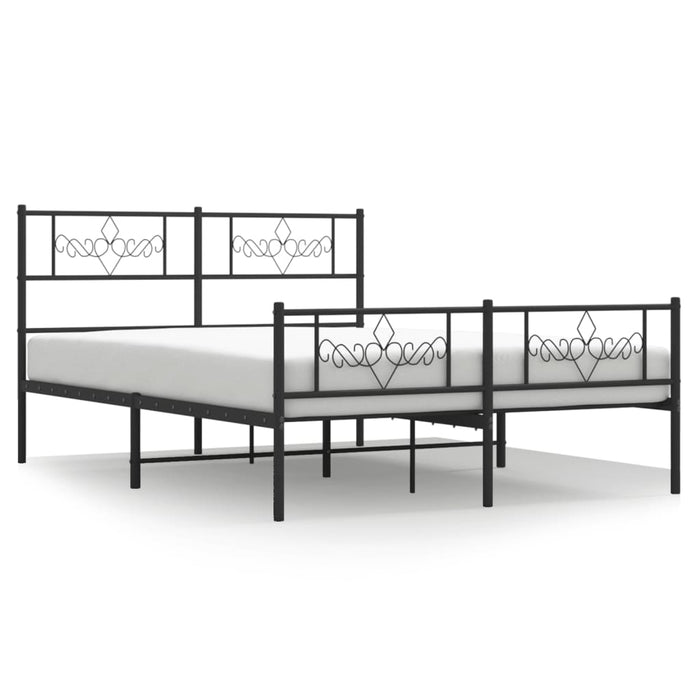 Cadru pat fără saltea, cu tăblie picioare negru 160x200cm metal - WALTI WALTI