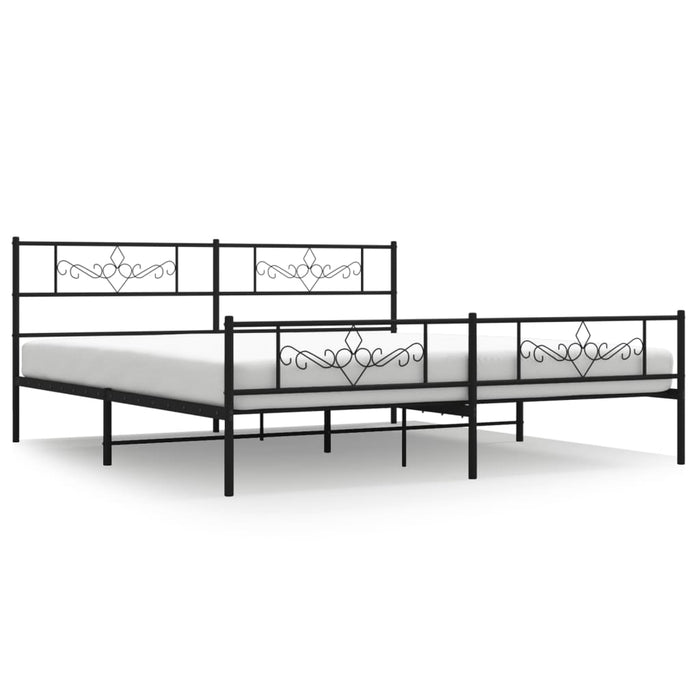 Cadru pat fără saltea, tăblie de picioare negru 180x200cm metal - WALTI WALTI