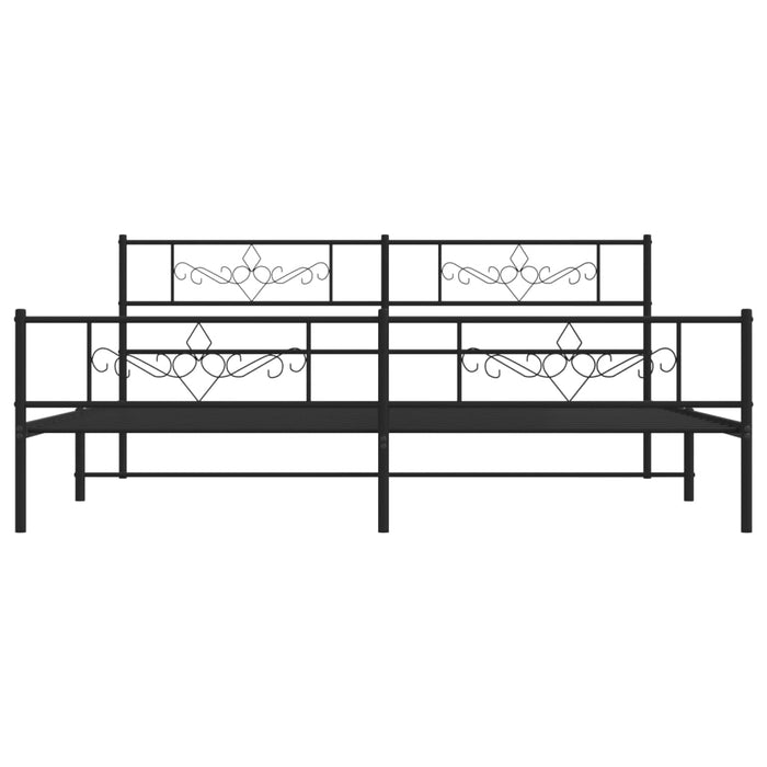 Cadru pat fără saltea, tăblie de picioare negru 180x200cm metal - WALTI WALTI