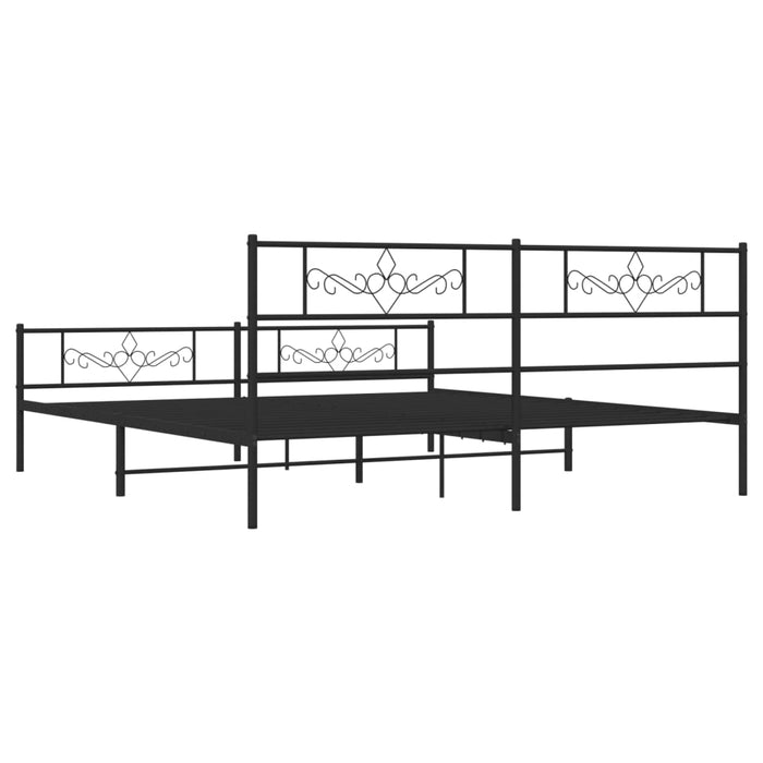Cadru pat fără saltea, tăblie de picioare negru 180x200cm metal - WALTI WALTI