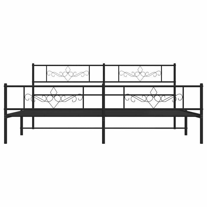Cadru pat metalic cu tăblii de cap/picioare, negru, 183x213 cm - WALTI WALTI