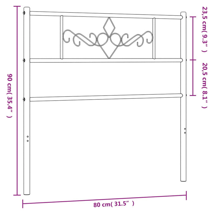 Tăblie de pat metalică, negru, 75 cm - WALTI WALTI