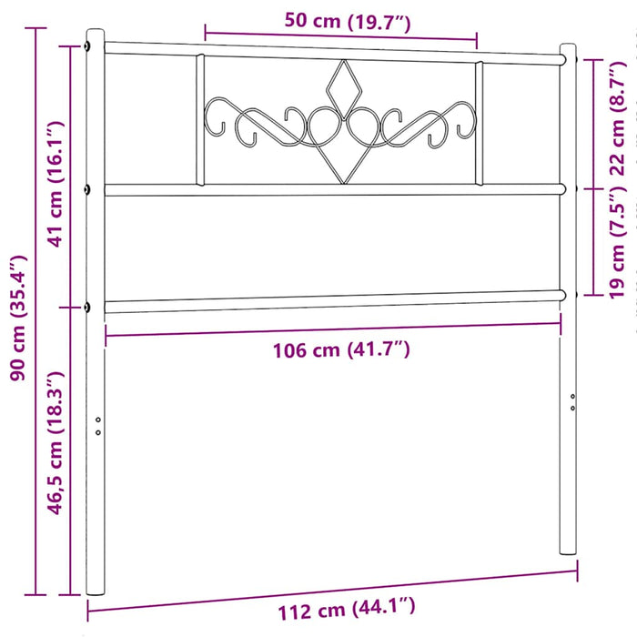 Tăblie de pat de schimb metalică, negru, 107 cm WALTI