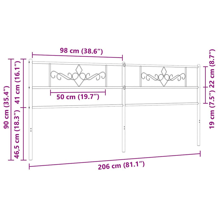 Tăblie de pat de schimb metalică, negru, 200 cm WALTI
