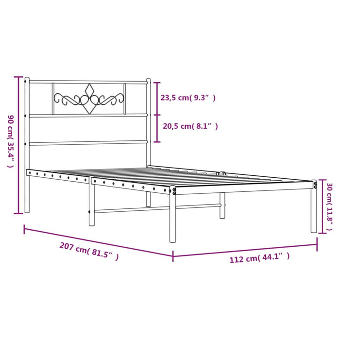 Cadru de pat din metal cu tăblie, alb, 107x203 cm - WALTI WALTI
