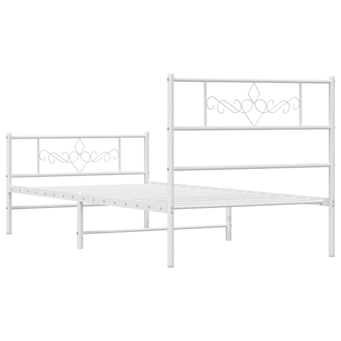 Cadru de pat metalic cu tăblie de cap/picioare, alb, 107x203 cm - WALTI WALTI