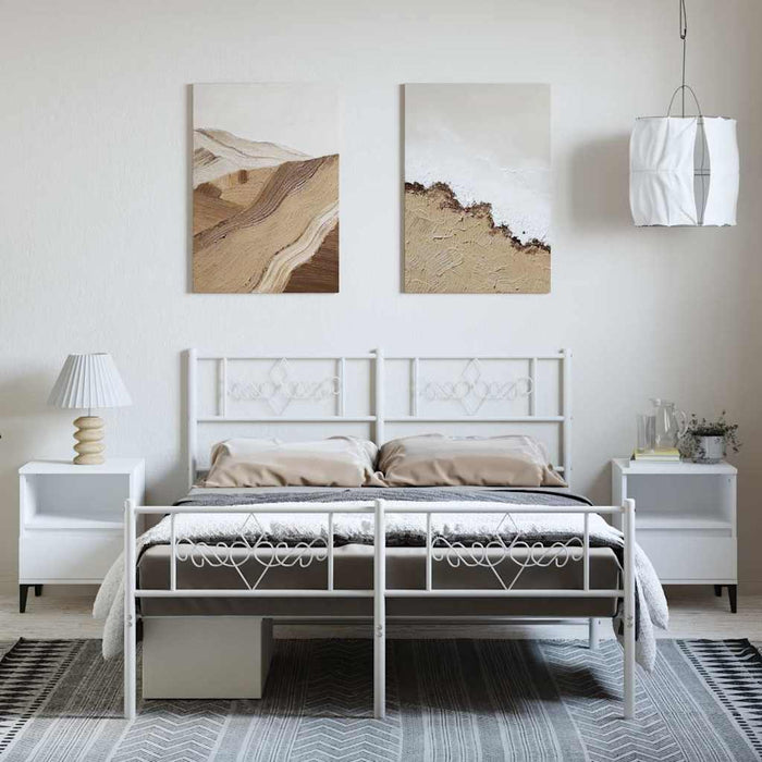 Cadru de pat metalic cu tăblie, alb, 135x190 cm - WALTI WALTI