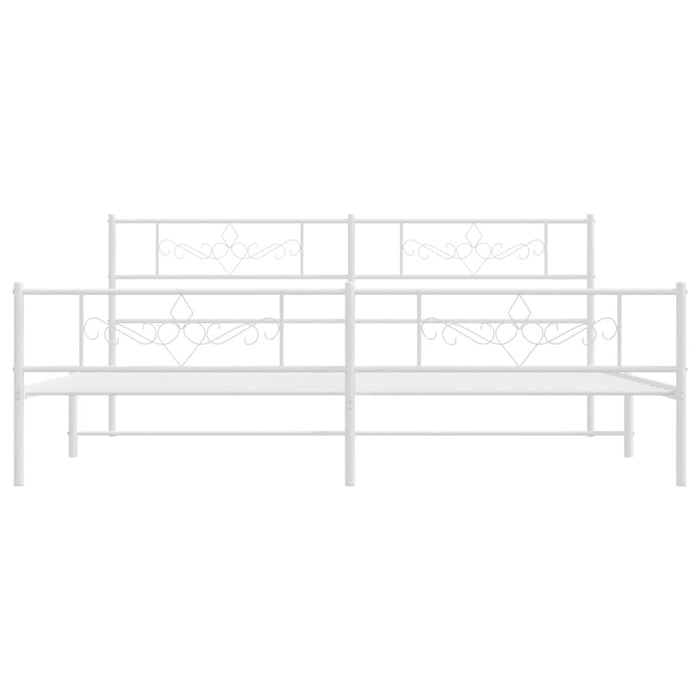 Cadru de pat metalic cu tăblie de cap/picioare, alb, 183x213 cm - WALTI WALTI