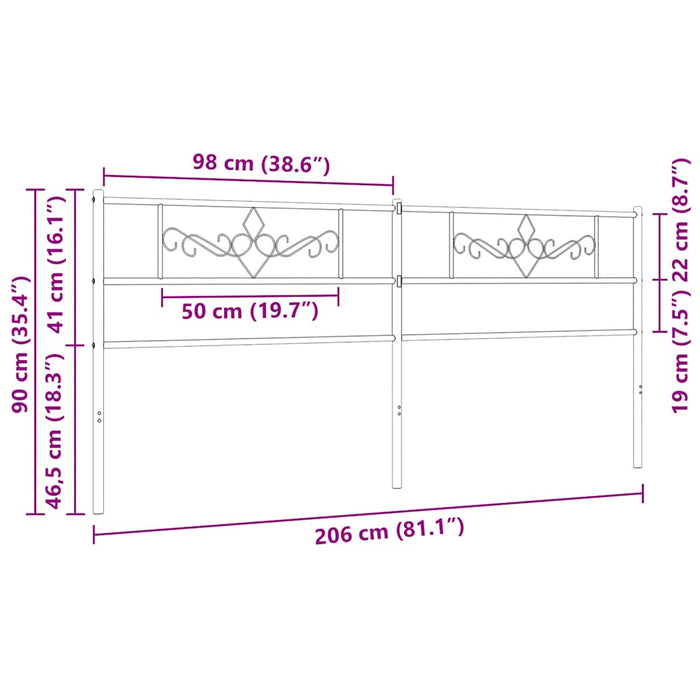 Tăblie de pat de schimb metalică, alb, 200 cm WALTI