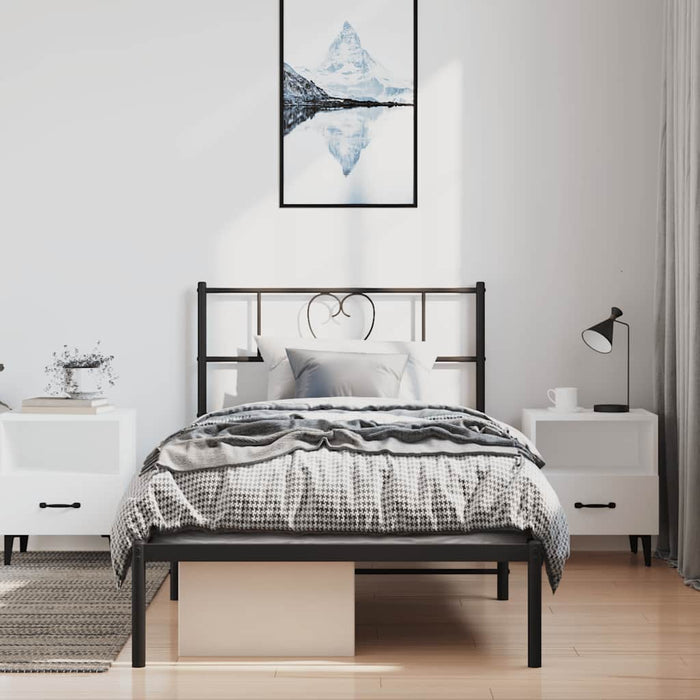 Cadru de pat din metal cu tăblie, negru, 100x200 cm WALTI