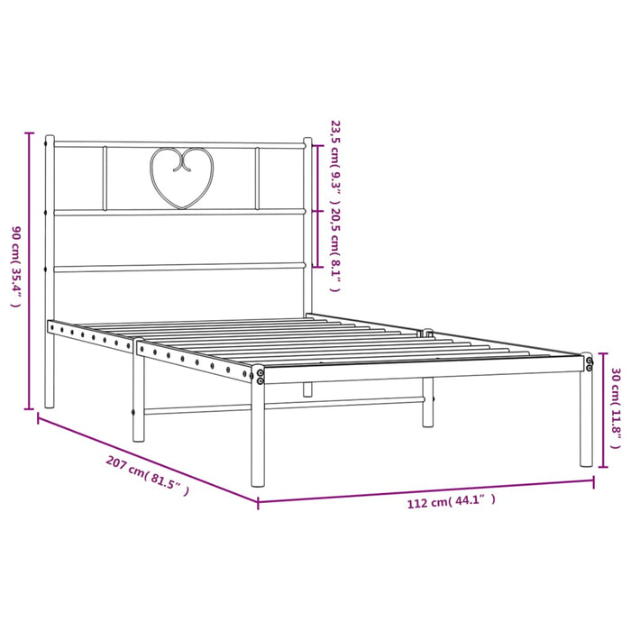 Cadru de pat din metal cu tăblie, negru, 107x203 cm - WALTI WALTI