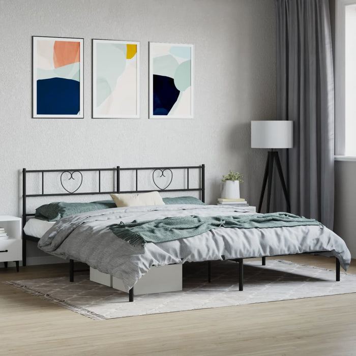 Cadru de pat metalic cu tăblie, negru, 200x200 cm - WALTI WALTI