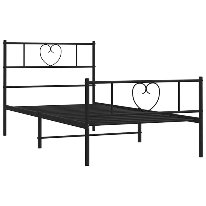 Cadru pat metalic cu tăblii de cap/picioare, negru, 100x190 cm - WALTI WALTI