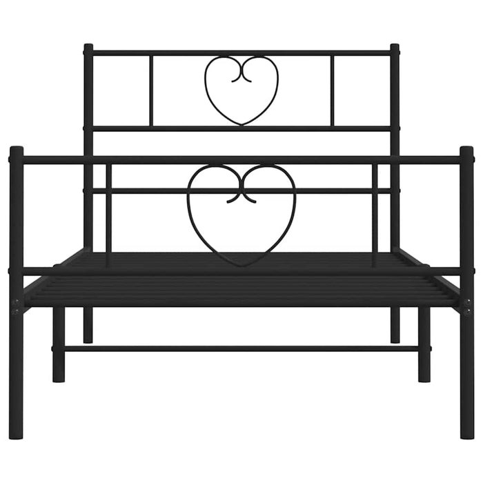 Cadru pat metalic cu tăblii de cap/picioare, negru, 100x190 cm - WALTI WALTI