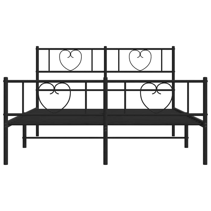 Cadru pat metalic cu tăblie de cap/picioare, negru, 135x190 cm - WALTI WALTI