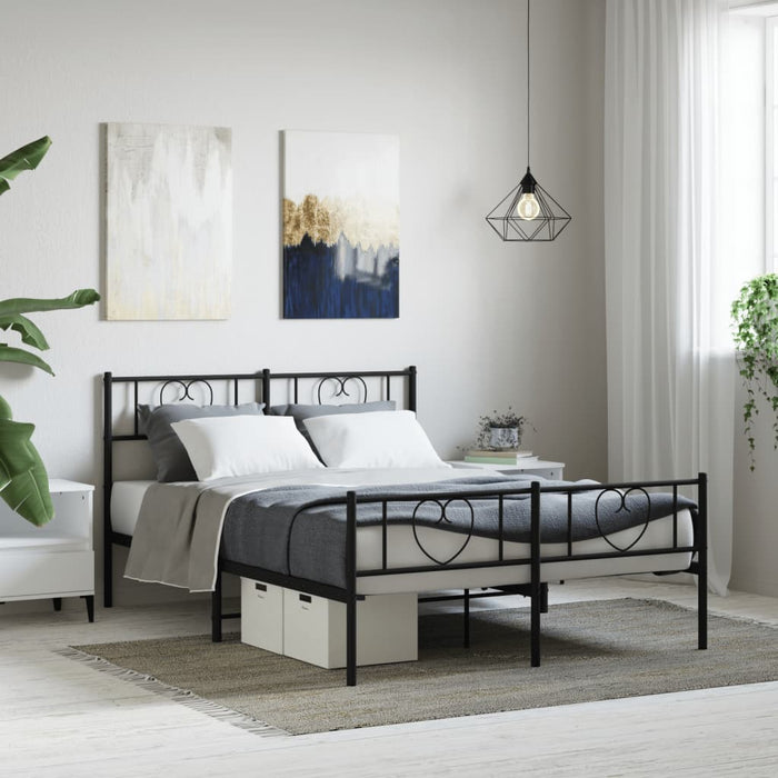 Cadru pat fără saltea, cu tăblie picioare negru 160x200cm metal WALTI