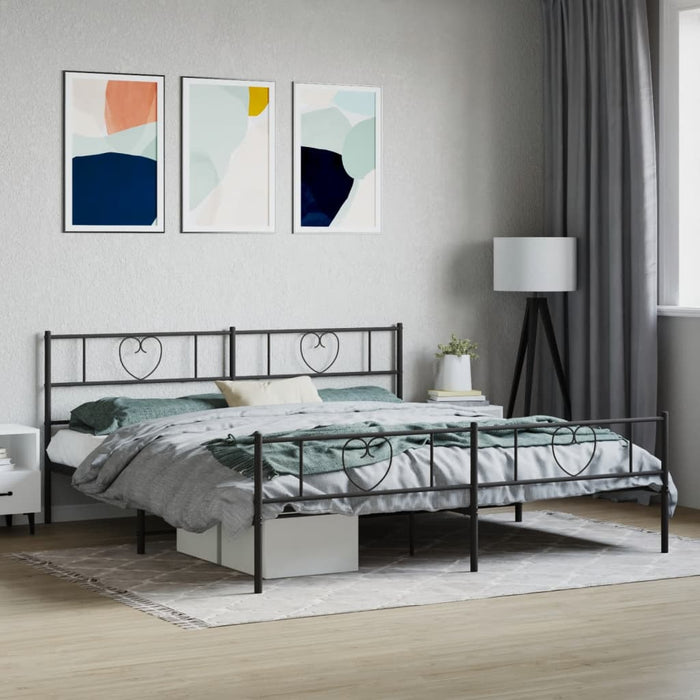 Cadru pat fără saltea, tăblie de picioare negru 180x200cm metal - WALTI WALTI