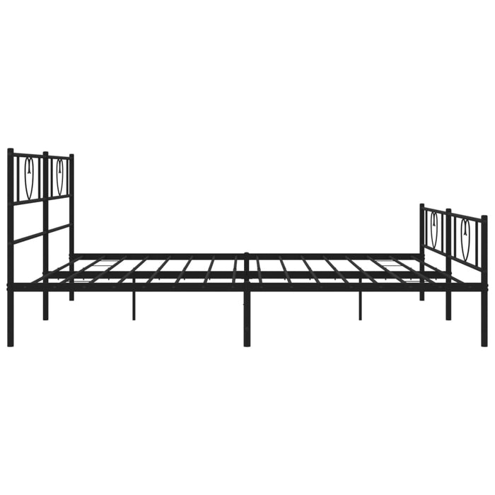 Cadru pat metalic cu tăblii de cap/picioare, negru, 200x200 cm - WALTI WALTI