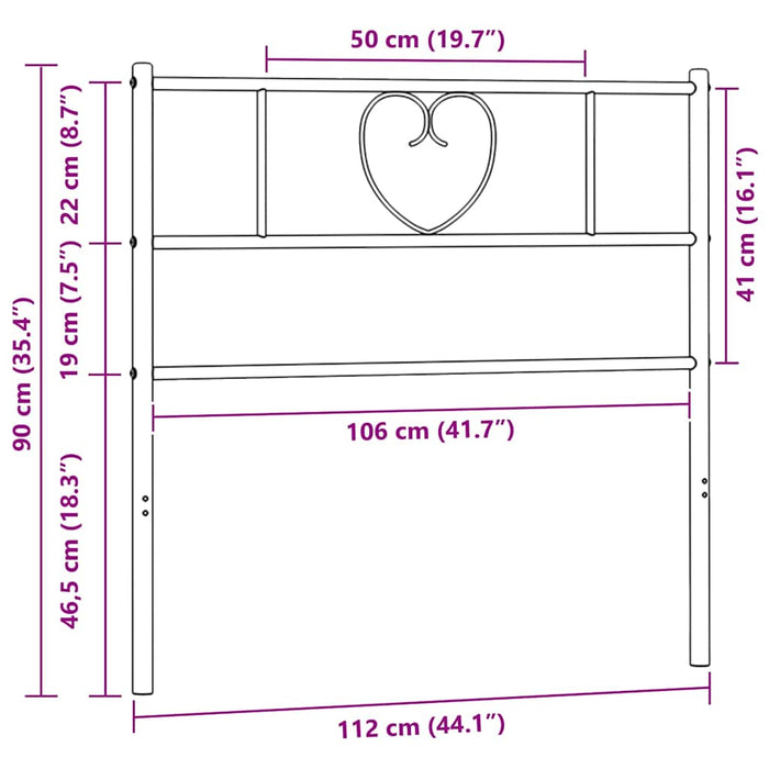 Tăblie de pat de schimb metalică, negru, 107 cm WALTI