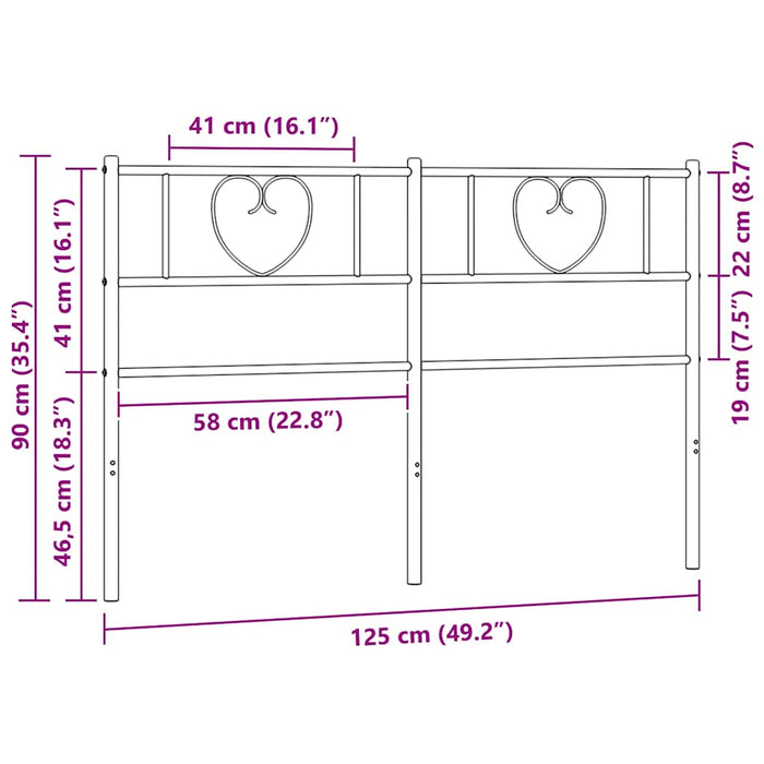 Tăblie de pat de schimb metalică, negru, 120 cm WALTI