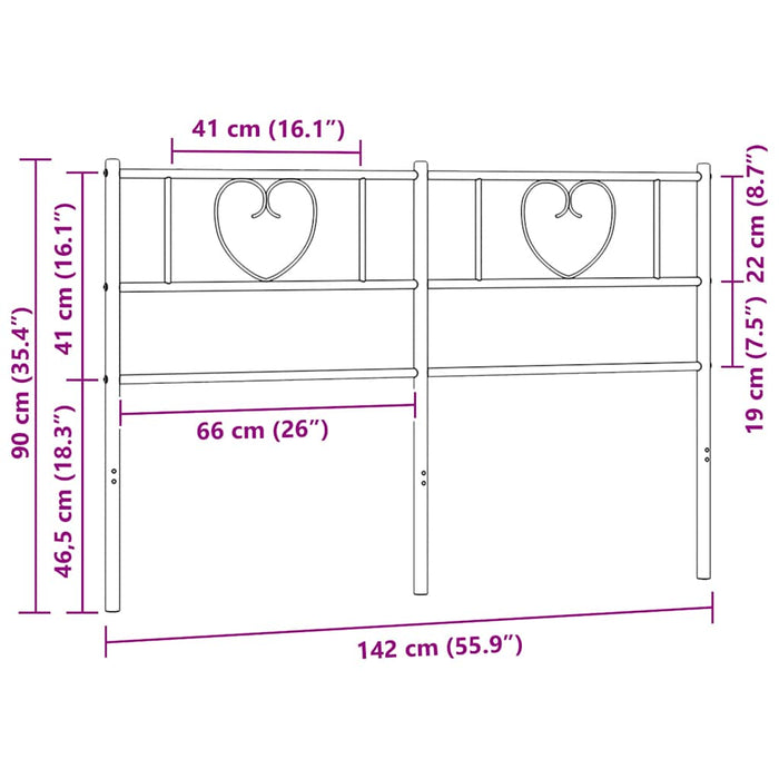 Tăblie de pat de schimb metalică, negru, 135 cm WALTI
