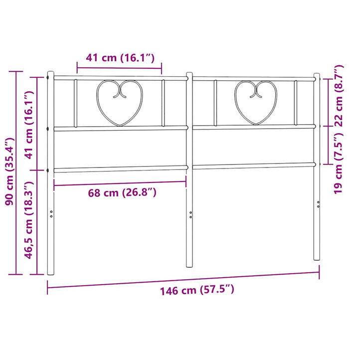 Tăblie de pat de schimb metalică, negru, 140 cm - WALTI WALTI