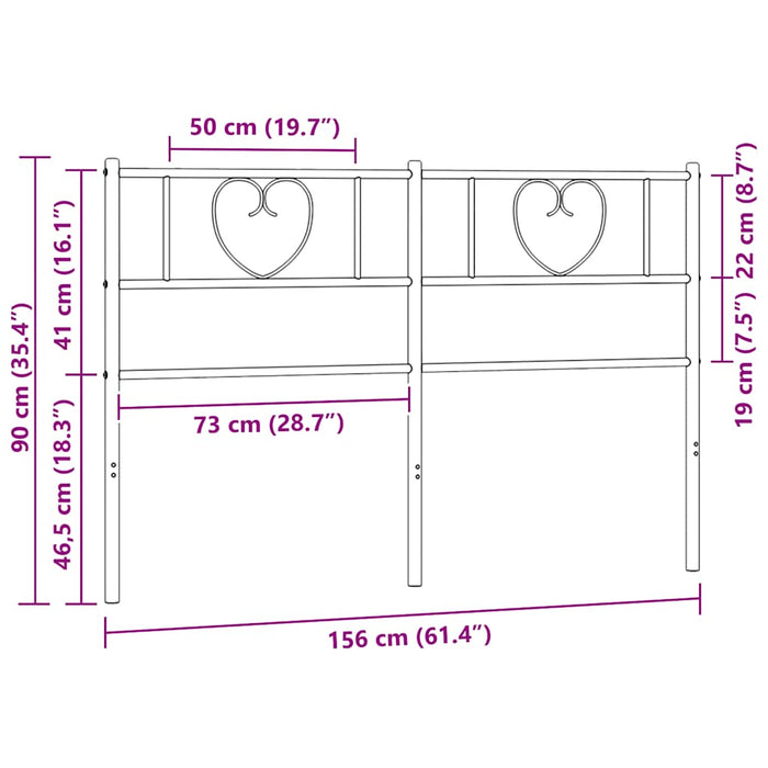 Tăblie de pat de schimb metalică, negru, 150 cm WALTI