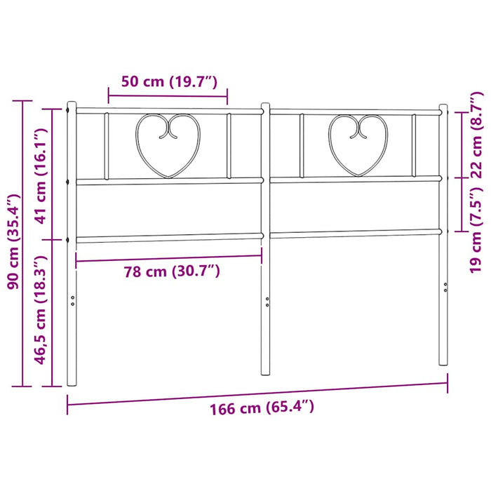 Tăblie de pat de schimb metalică, negru, 160 cm WALTI