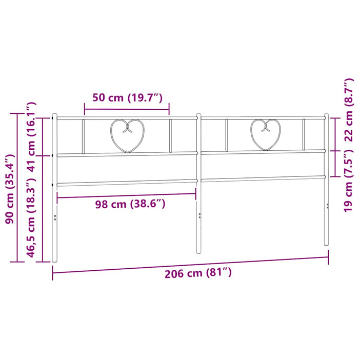 Tăblie de pat de schimb metalică, negru, 200 cm WALTI