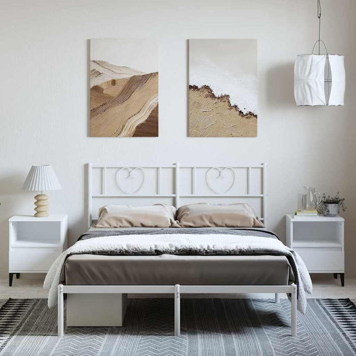 Cadru de pat metalic cu tăblie, alb, 135x190 cm - WALTI WALTI