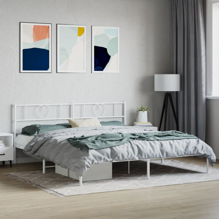 Cadru de pat metalic cu tăblie, alb, 200x200 cm - WALTI WALTI