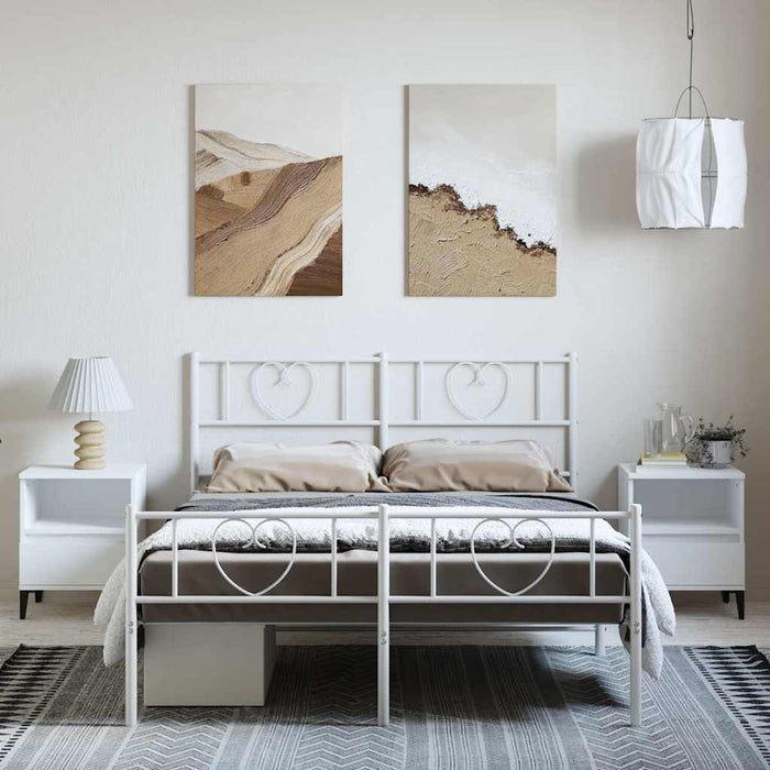 Cadru de pat metalic cu tăblie, alb, 150x200 cm - WALTI WALTI