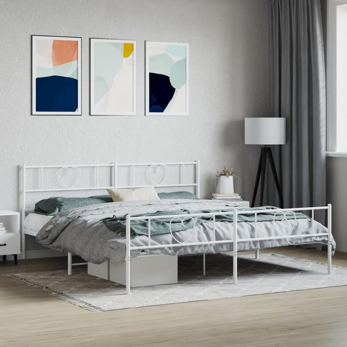 Cadru de pat metalic cu tăblie de cap/picioare, alb, 180x200 cm WALTI