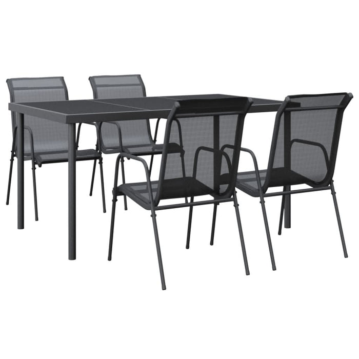 Set mobilier de grădină, 5 piese, negru, oțel și textilenă - WALTI WALTI