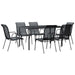 Set mobilier de grădină, 7 piese, negru, oțel și textilenă - WALTI WALTI