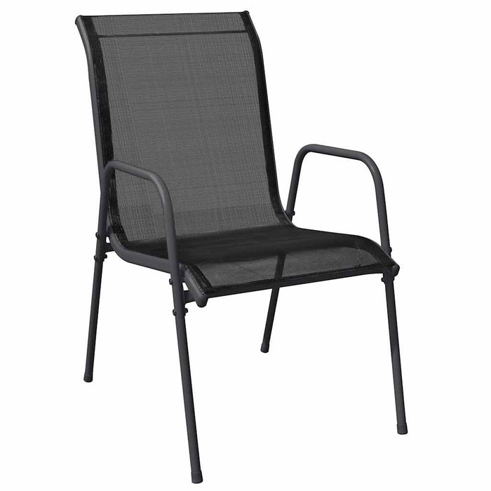 Set mobilier de grădină, 7 piese, negru, oțel și textilenă - WALTI WALTI