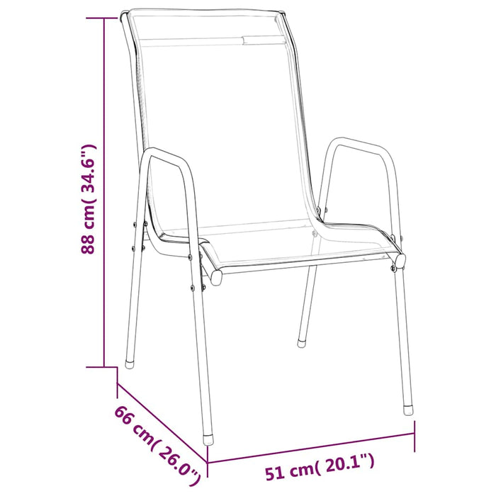 Set mobilier de grădină, 7 piese, negru, oțel și textilenă - WALTI WALTI