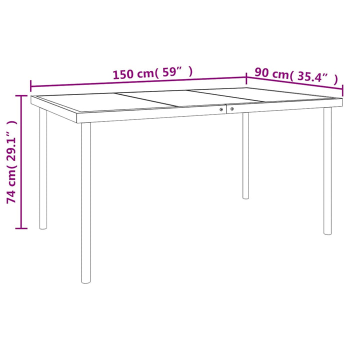 Set mobilier de grădină, 7 piese, negru, oțel și textilenă - WALTI WALTI