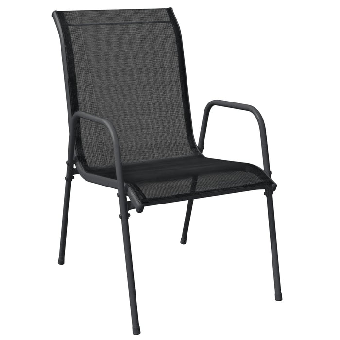Set mobilier de grădină, 9 piese, negru, oțel și textilenă WALTI