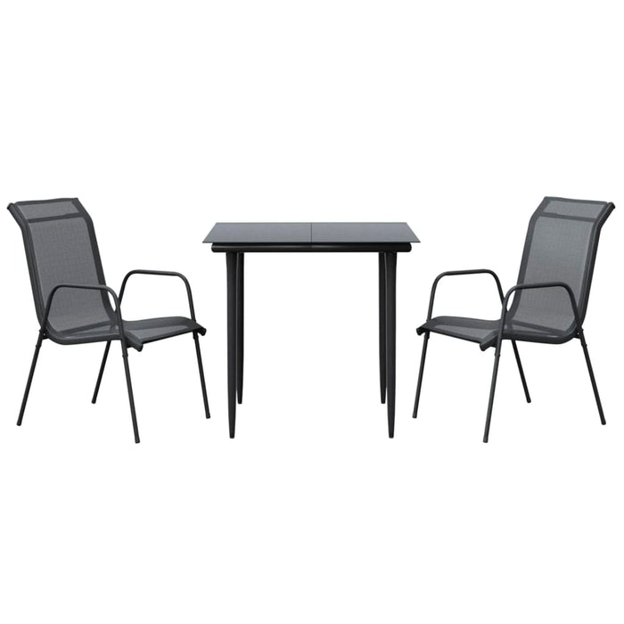 Set mobilier de grădină, 3 piese, negru, textilenă și oțel - WALTI WALTI