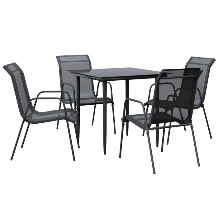 Set mobilier de grădină, 5 piese, negru, oțel și textilenă WALTI