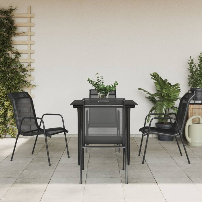 Set mobilier de grădină, 5 piese, negru, oțel și textilenă WALTI