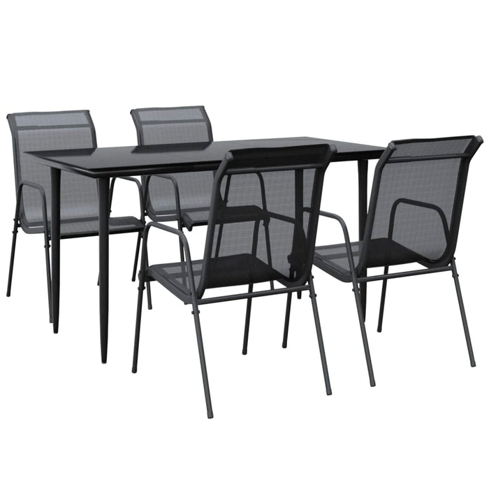 Set mobilier de grădină, 5 piese, negru, oțel și textilenă WALTI