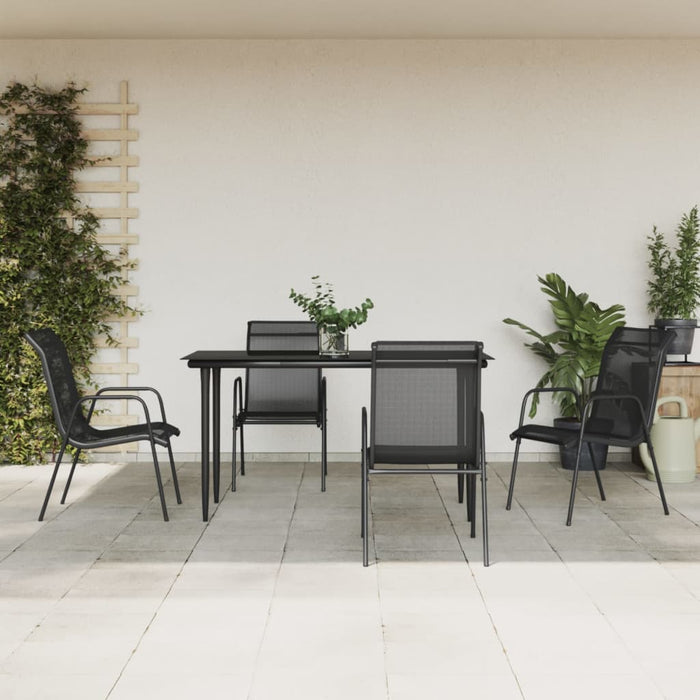 Set mobilier de grădină, 5 piese, negru, oțel și textilenă WALTI