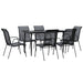 Set mobilier de grădină, 7 piese, negru, oțel și textilenă - WALTI WALTI